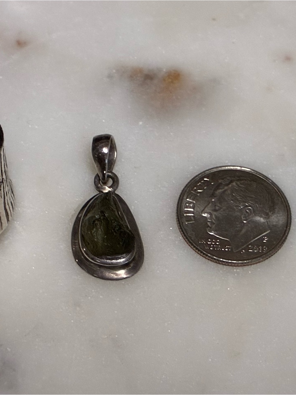 Sterling Silver marked 925 w/ Moldavite Pendant & 2 Rings